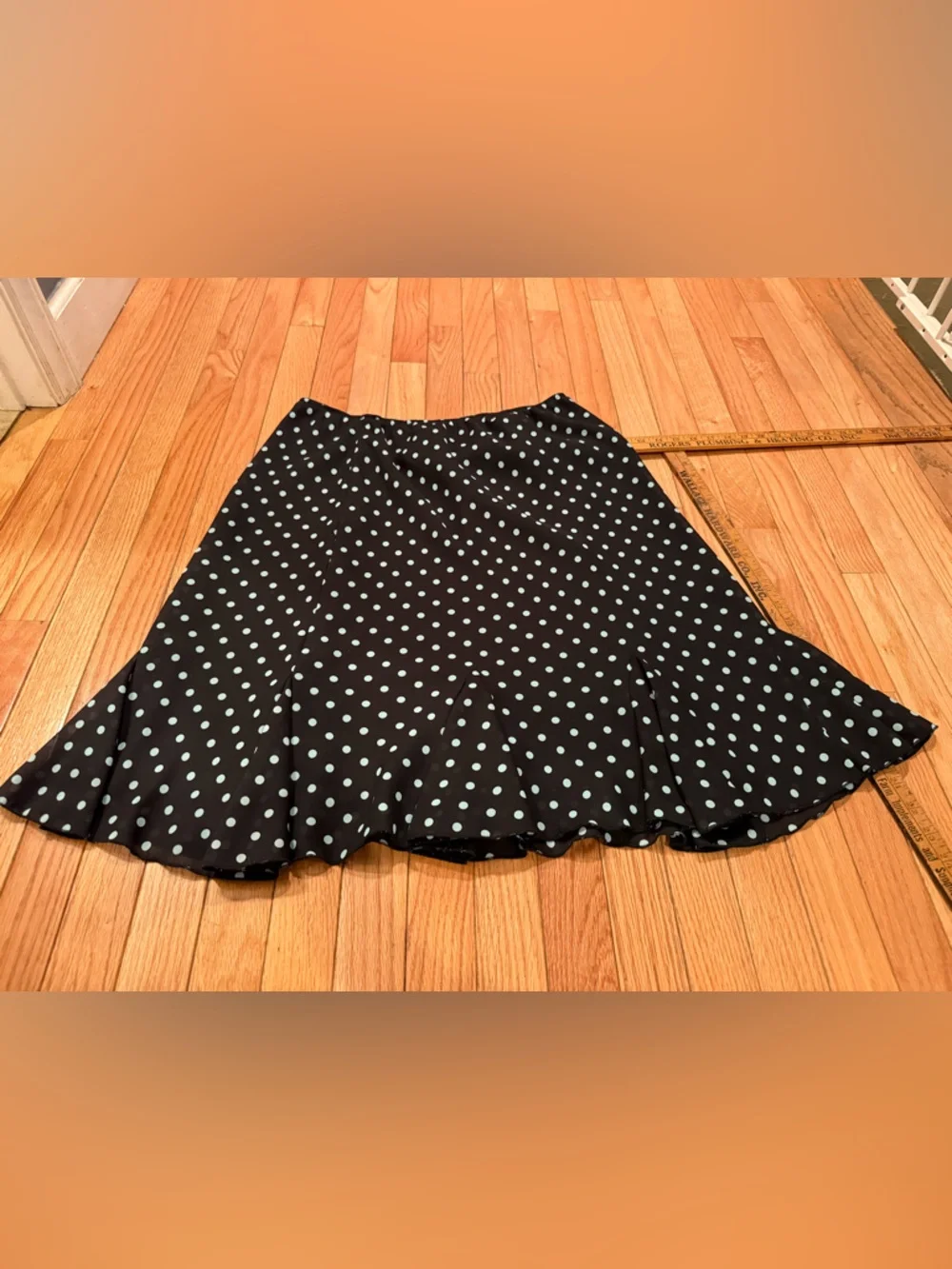 Black & Blue Polka Dot Ruffle Hem Skirt - Women Size 16